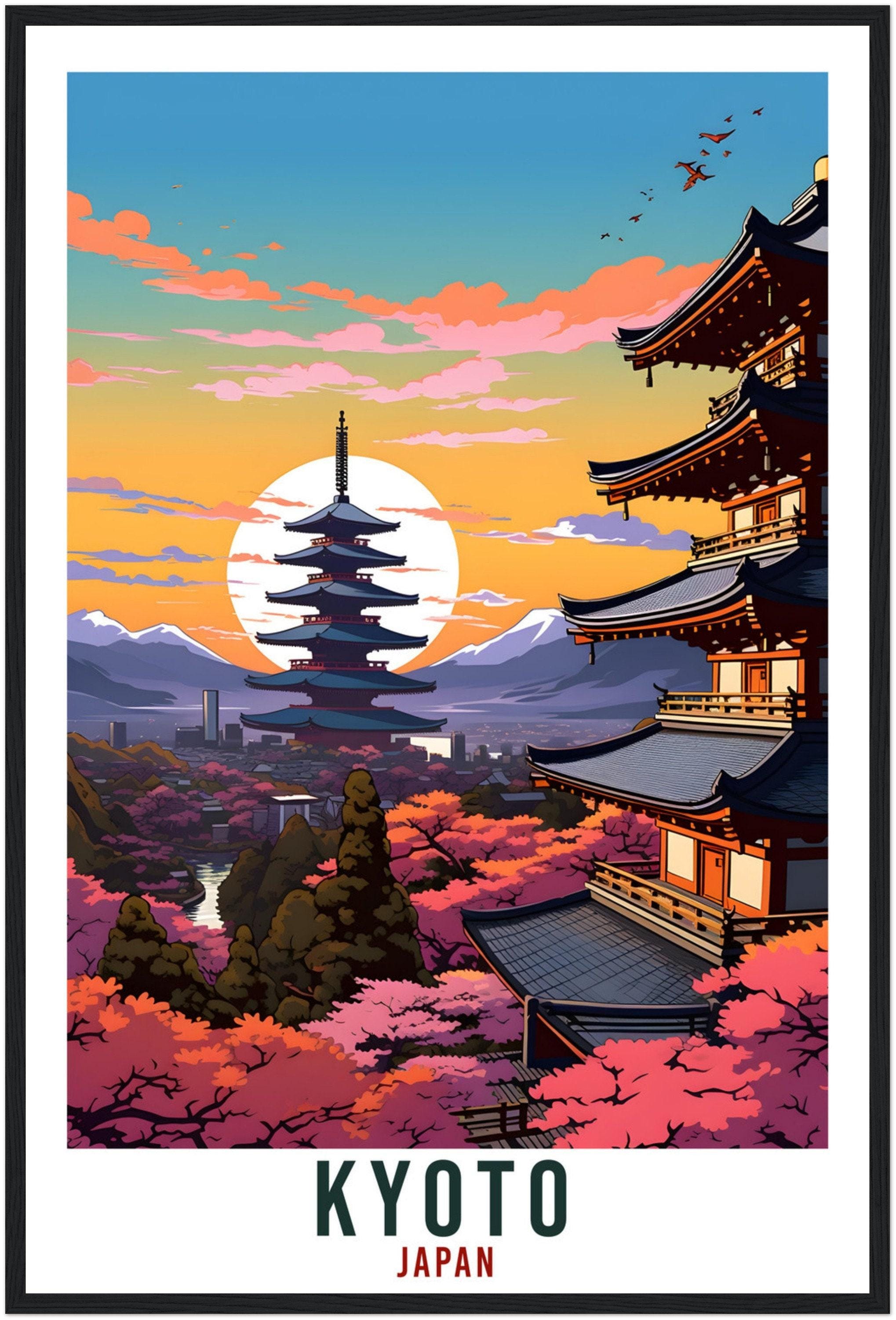 Kyoto Travel Print – Painterly Japanese Wall Art for Hallway