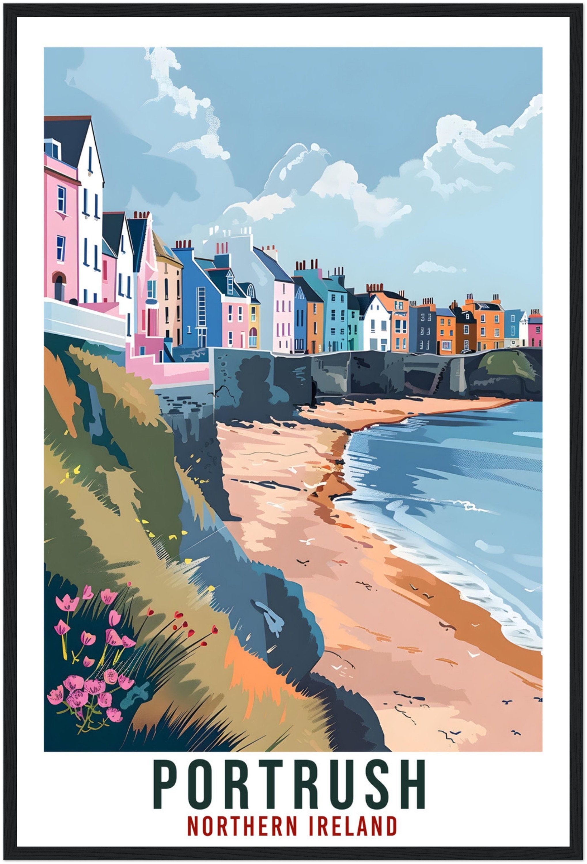 Poster Incorniciato Wee Blue Coo - Stampa D'arte Viaggio Spiaggia Irlanda, Formato 12x16 Pollici, Cornice Nera/marrone/bianca - 6