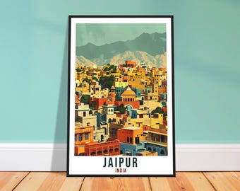Lámina de viaje a Jaipur: arte mural clásico indio para el dormitorio, regalo con sabor tradicional.
