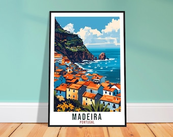Stampa di viaggio di Madeira – Acquerello portoghese da appendere al muro per corridoio, souvenir dell'isola