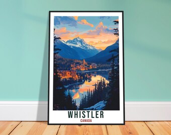 Whistler Travel Print – Minimalist Canadian Alpine Wall Art for Living Room, Mountain Adventure Gift