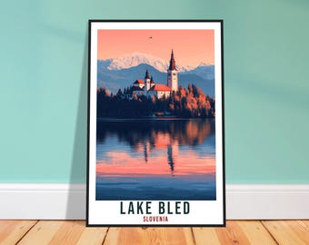 Lake Bled Travel Print – Scenic Slovenian Wall Art for Gallery Wall, Island Souvenir