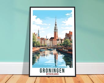 Groningen Travel Print – Contemporary Dutch Wall Art for Hallway, City Keepsake
