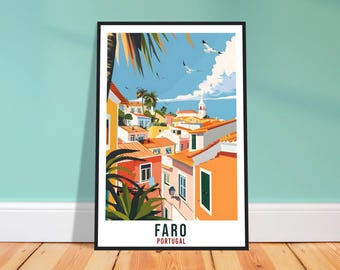 Faro Travel Print – Painterly Portuguese Wall Art for Gallery Wall, Holiday Souvenir