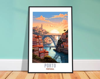 Porto Travel Print – Retro Portuguese Wall Art for Living Room, City Keepsake