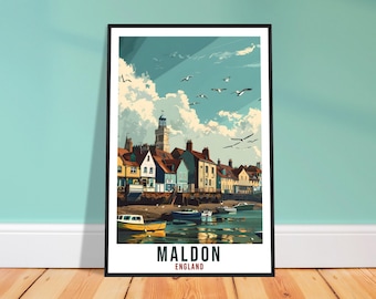 Maldon Travel Print Wall Art Maldon Wall Hanging Home Living Décor Maldon Gift Art Lovers Gift UK Artwork Gift Print England Travel Poster