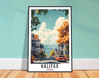 Halifax Travel Print - Minimalistische kanadische Küste Wandkunst für Wohnzimmer, Nova Scotia Kulturerbe Geschenk
