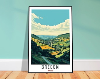 Brecon Travel Print – Watercolour Welsh Wall Art for Hallway, Travel Keepsake