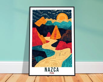 Dignovel Studios Stampa Acquerello: Linee Di Nazca Perù | 8x10 Senza Cornice | Decorazione Parete Mistero Antico - 2