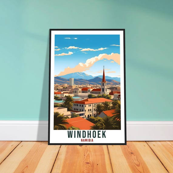 Windhoek Travel Print – Expressive Namibian Wall Art for Living Room, Heritage Gift