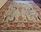 8 x 10 Vintage Design Top Quality Veg Dye Turkish Area Rug Decorative Hand Knotted Unique One of a Kind Geometric Design