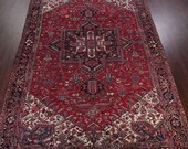 10.4 x 16.5 Vintage Top Quality Veg Dye Azerbaijan Area Rug Decorative Hand Knotted Unique Geometric Design