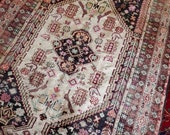 4.9 x 7.3 Antique Top Quality Turkish Area Rug Decorative Hand Knotted Caucasian Unique Vintage One of a Kind Geometric Design