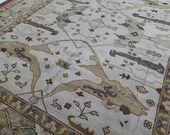 8 x 10 Vintage Design Top Quality Indo Oushak Finest Decorative Hand Knotted Unique Floral Medallion Area Rug