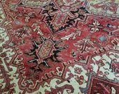 8 x 11 or 7.7 x 11.1 Vintage Top Quality Azerbaijan Area Rug Decorative Hand Knotted Unique Geometric Design