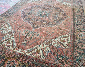 6.7 x 9.6 Antique Top Quality Veg Dye Azerbaijan Area Rug Decorative Hand Knotted One of a Kind Vintage Unique Geometric Design