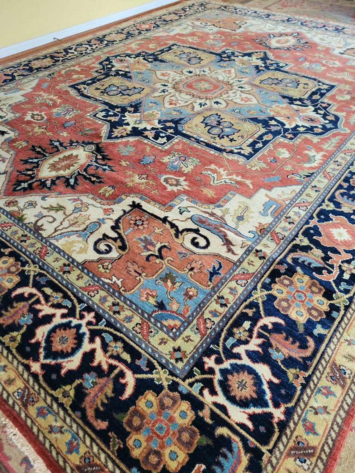 9 x 12 Vintage Veg Dye Indo Serapi Area Rug