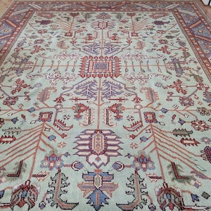 8 x 10 Vintage Design Top Quality Finest Indo Serapi Heriz Decorative Hand Knotted Unique Geometric Area Rug