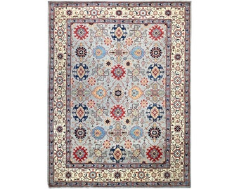 9x11 9x11.10 Vintage Design Topkwaliteit Veg Dye Peshawar Serapi Fijnste decoratieve handgeknoopte unieke geometrische gebiedsdeken