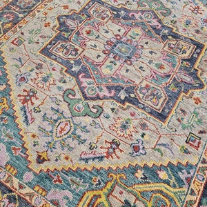 8 x 10 Vintage Design Top Quality Indo Serapi Heriz Decorative Hand Knotted Unique Geometric Design Area Rug