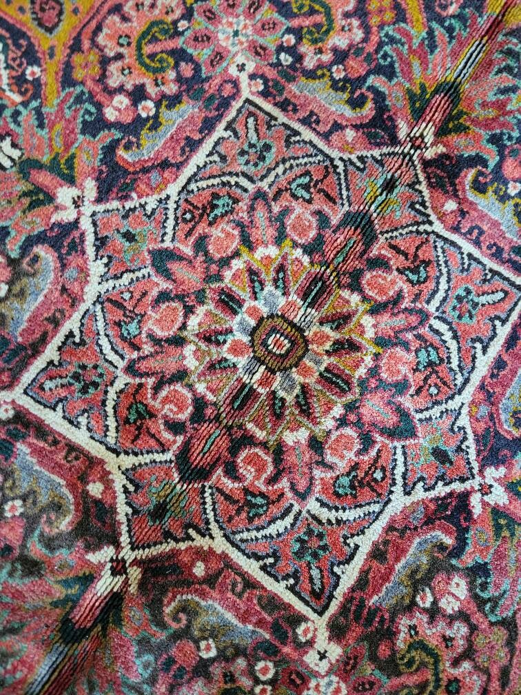 7 X 10 ou 6, 6 9, 5 Vintage Top Quality Veg Dye Azerbaijan Area Rug Décoratif Nœud à La Main Design 