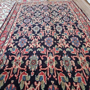 3.5 x 9.9 Vintage Aged Veg Dye Turkish Runner Hand-Knotted Wool, Geometric Design