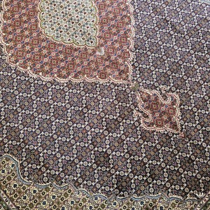 10 x 13 Vintage-Teppich aus aserbaidschanischem Wollseide, handgeknüpft, einzigartig und handgefärbt, hochwertiges, pflanzlich gefärbtes Unikat.