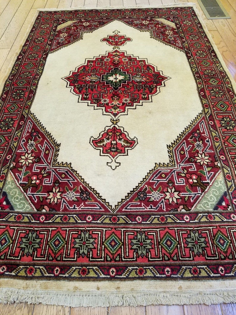 3.2 x 5.2 Vintage de alta calidad Azerbaiyán área alfombra decorativa anudada a mano diseño geométrico único imagen 2