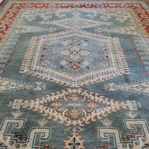 8 x 10 Vintage Design Top Quality Finest Indo Caucasian Decorative Hand Knotted Unique Geometric Area Rug