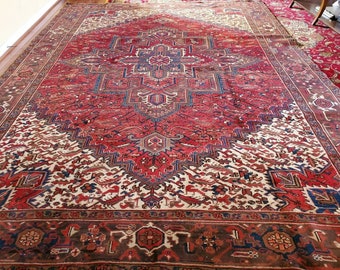 8 x 11 or 7.9 x 10.9 Antique Top Quality Veg Dye Azerbaijan Area Rug Decorative Hand Knotted Unique  One of a kind Geometric Design