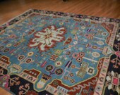 8 x 10 Vintage Design Top Quality Indo Caucasian Decorative Hand Knotted Unique Area Rug Geometric Design