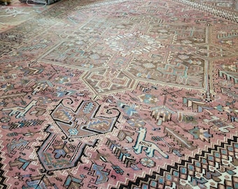 10 x 13 Antique Top Quality Veg Dye Azerbaijan Area Rug Decorative Hand Knotted Unique Vintage Geometric Design