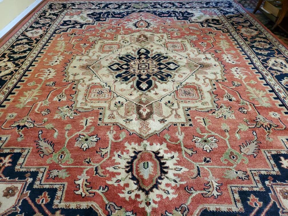 Indo Persian Square Rug 8x8, Vintage Indian Heriz Oriental Carpet, Lar –  Jewel Rugs