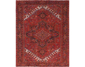 10x12 or 10x2.6 Vintage Top Quality Veg Dye Azerbaijan Area Rug Decorative Hand Knotted Unique Geometric Design