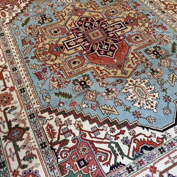 9 x 12 Vintage Design Top Quality Indo Caucasian Finest Decorative Hand Knotted Unique Geometric Area Rug