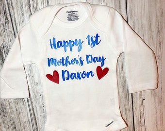 Happy 1st Mother's day personalized baby shirt, First Mother's Day outfit  from baby to mommy from Baby, custom Mother's Day gift