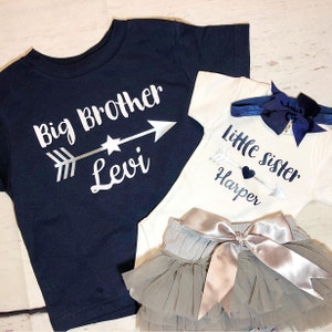 Sibling shirts, Big brother little sister outfits Personalized brother and sister t-shirts, Coordinating baby sis and big bro gift