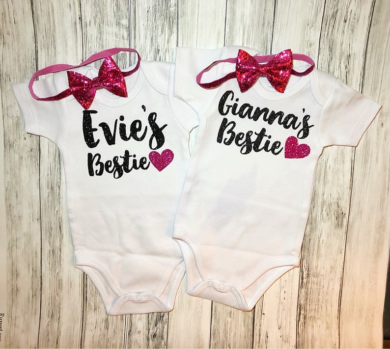 Besties Baby Girl Matching Outfits Set/twin Girl Set/take Home Etsy