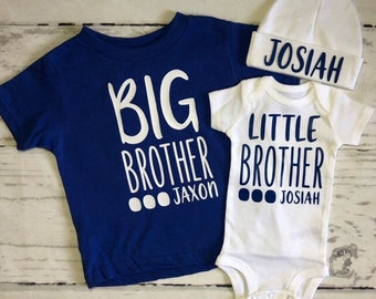 Big brother little brother shirts, Personalized brother matching shirts, Coordinating Big bro little bro tees. Custom Baby gift for 2 boys