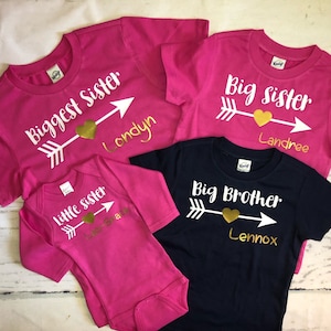 Personalized Sibling Shirts: Big Brother, Sister Matching Outfit Set