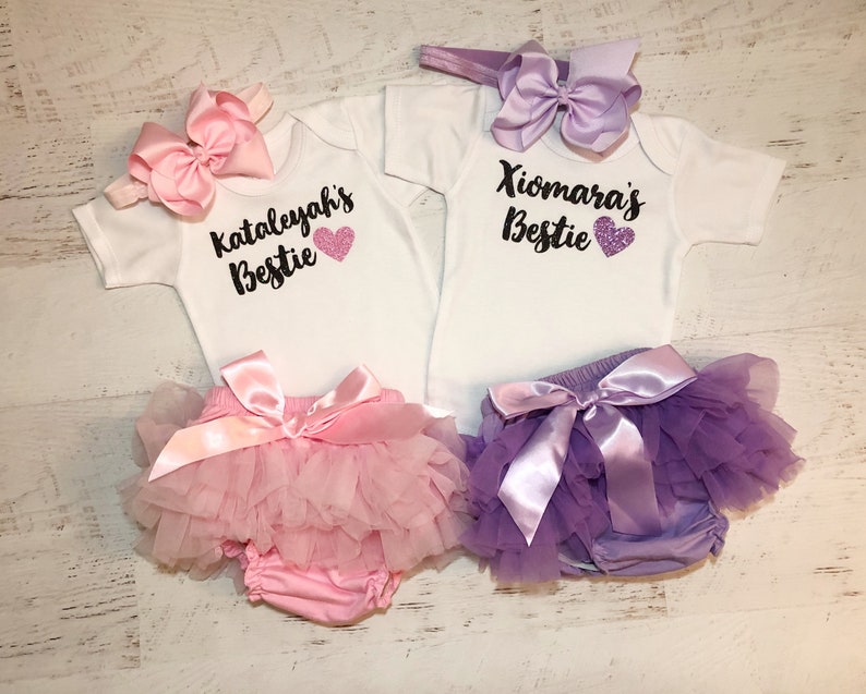 Besties baby girl matching outfits/twins tutu outfits/take Etsy