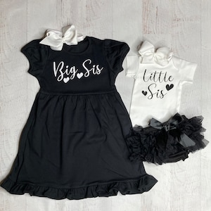Personalized Big sis Little sis matching outfits, Big sister dress, Little sister custom gift set, Big sister little sister outfits custom