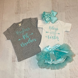 Big brother little sister personalized matching outfits, Baby&#39;s big brother, Big brother to newborn sister, brother and sister shirts