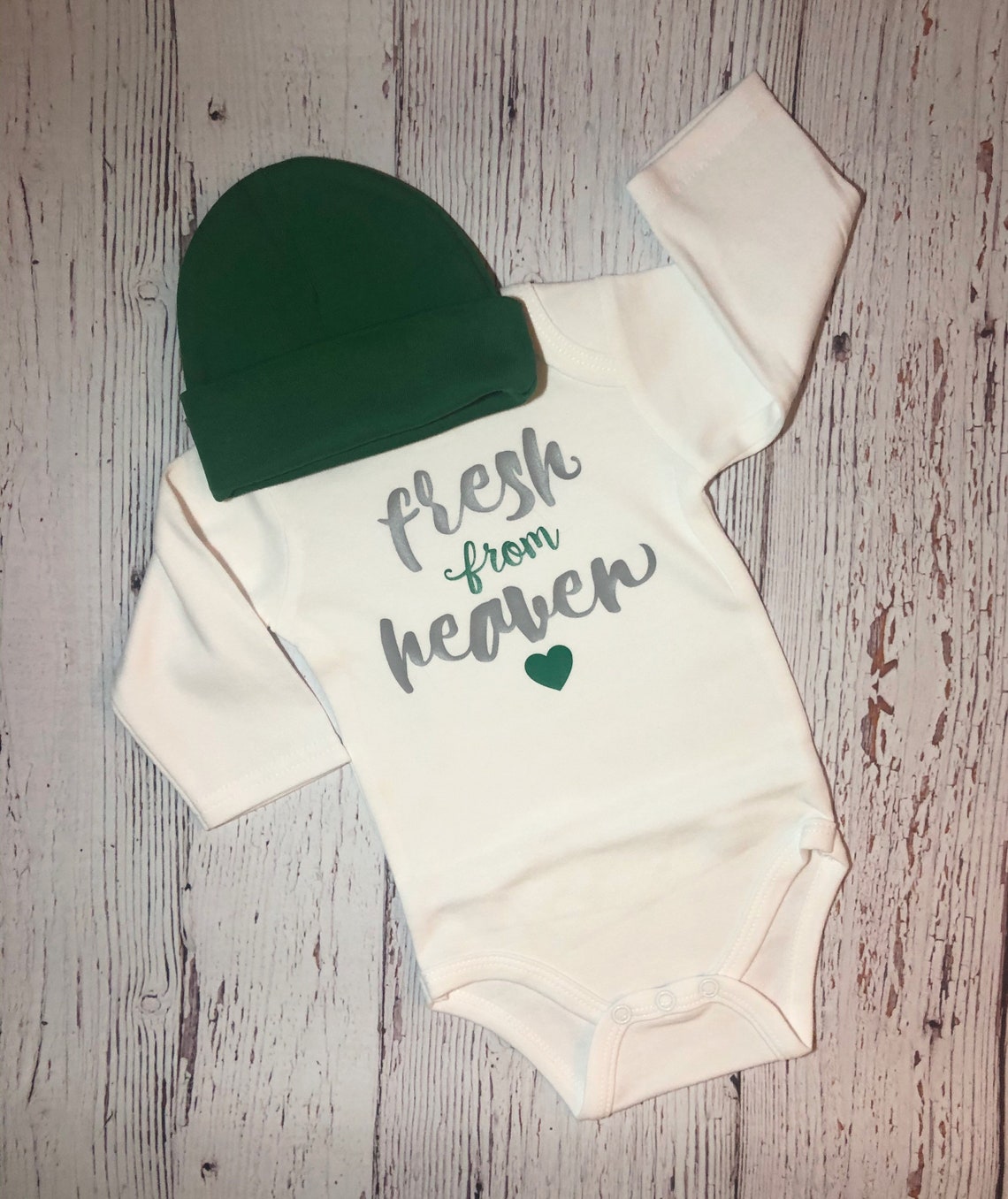 Newborn Personalized Coming Home Outfit Fresh From Heaven Baby Etsy
