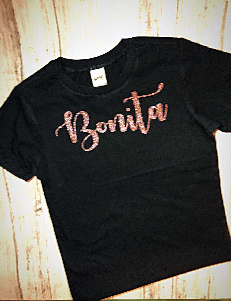 Personalized clothing Bonita gold name black shirtPersonalized baby clothingBaby shower gift for girlbaby girl custom Cinco de Mayo shirt