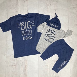Big brother and  little brother outfits, Matching Personalized brothers shirts, Baby brother coming home, Coordinating Big bro lil bro