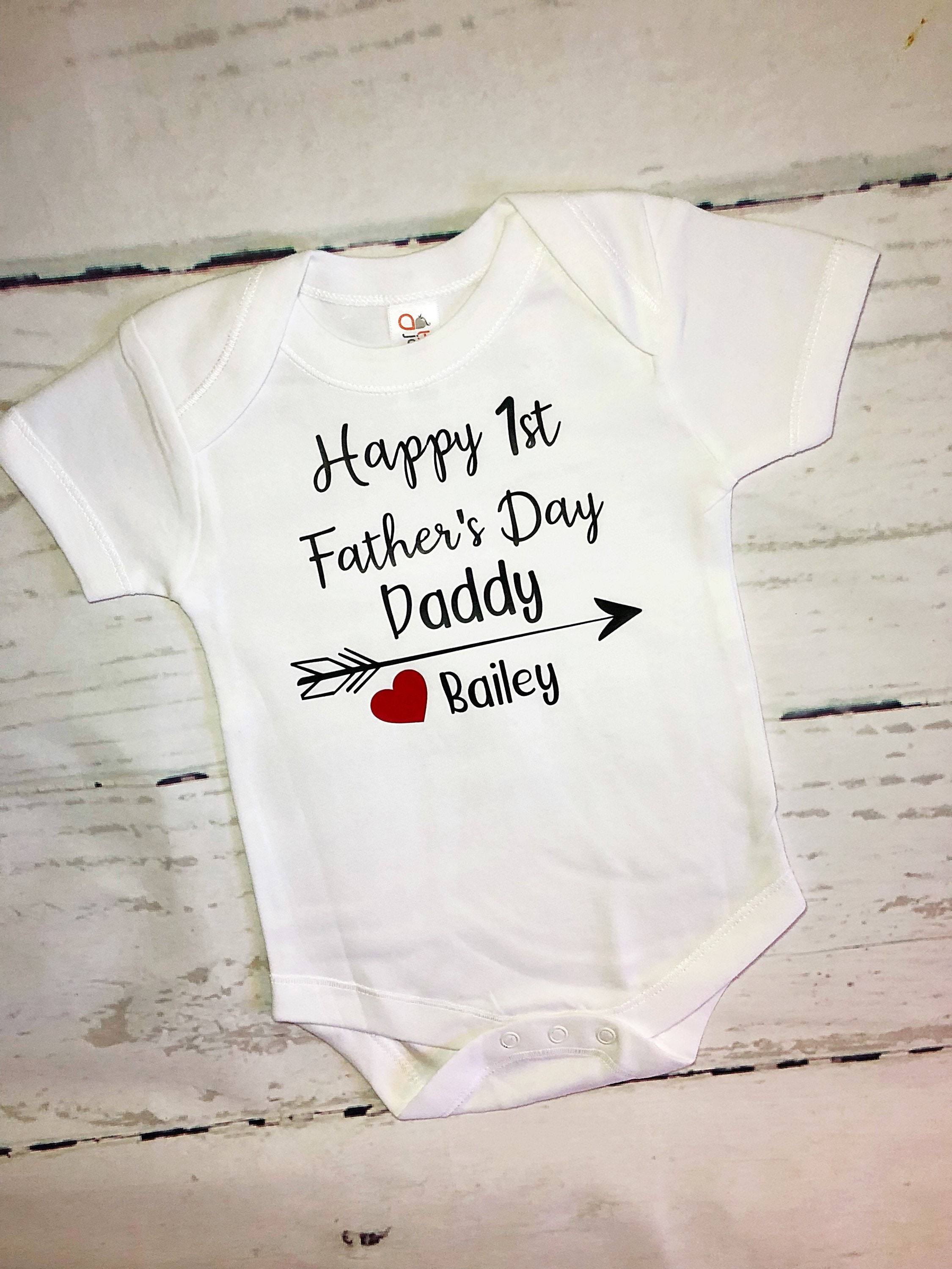 Add Your Name Personalized Custom First Fathers Day Baby Outfit