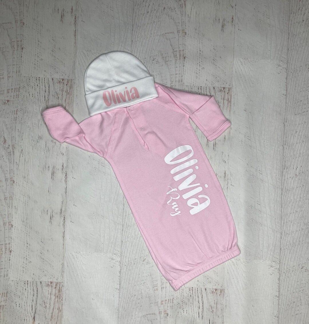 Preemie Baby Girl Gown With Name, Personalized Preemie Gift, Custom
