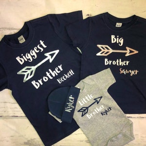 Brothers matching shirts personalized 3 bros, sibling clothes, Biggest brother, big brother little brother, Baby shower gift 3rd baby