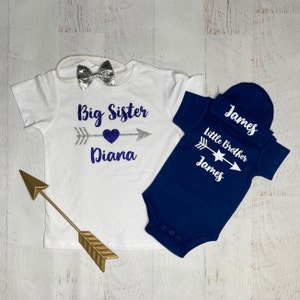Big sister and little brother shirts, personalized big and little t-shirts, Custom Baby shower gift, big sis lil bro coordinating outfits